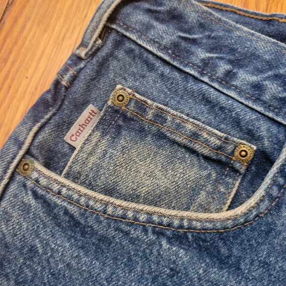 Carhartt Blue Denim Flannel Lined Relaxed Fit Jeans 40x30 B172 DST - Picture 9 of 9